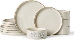Star 12-Piece Stoneware Dinnerware Set, Service for 4, White