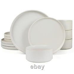 Star Dinnerware Sets, Plates and Bowls Set Set(12pcs) Full Glaze Matte White