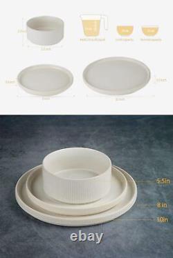 Star Dinnerware Sets, Plates and Bowls Set for 4, 12 Piece Dish Set, Ribbed