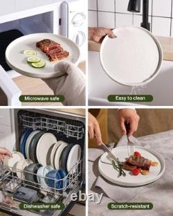 Star Dinnerware Sets, Plates and Bowls Set for 4, 12 Pieces Ribbed Dishes C