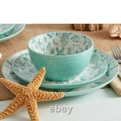 Starfish & Sea Shell Dinnerware Set Kitchen Dinner Plates White Turquoise Dishes