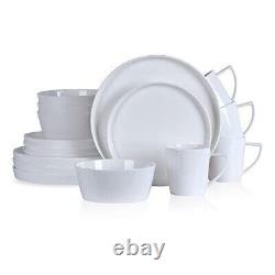 Stone Lain 16-Piece White Bone China Round Dinnerware Set (Service for 4)