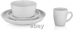 Stone Lain 32 Piece Stoneware round Dinnerware Set, Service for 8, White Speckle