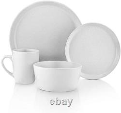 Stone Lain 32 Piece Stoneware round Dinnerware Set, Service for 8, White Speckle