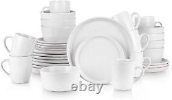 Stone Lain 32 Piece Stoneware round Dinnerware Set, Service for 8, White Speckle