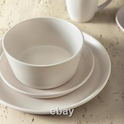 Stone Lain Albie Stoneware 32 Piece Dinnerware Set, Service for 8, White Speckle
