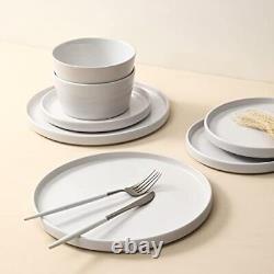 Stone Lain Celina Stoneware 16-Piece Dinnerware Set White Glossy Service For 4