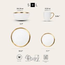 Stone Lain Florian Porcelain 16 Piece Dinnerware Set, Service for 4, White
