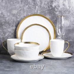 Stone Lain Florian Porcelain 16 Piece Dinnerware Set, Service for 4, White