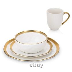 Stone Lain Florian Porcelain 16 Piece Dinnerware Set, Service for 4, White