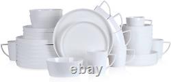 Stone Lain Madeline Formal Bone China Dinnerware Set 32 Piece Service for 8, Whi