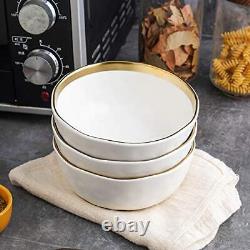 Stone Lain Porcelain 16 Piece Dinnerware Set Service for 4 White and Golden Rim