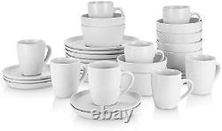 Stone Lain Stoneware Dinnerware Set, Service For 8, White Speckled