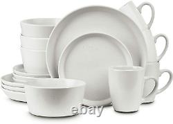 Stone Lain Stoneware Dinnerware Set, Service for 4, White Speckled