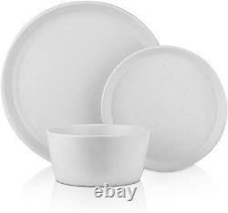 Stone Lain Stoneware Dinnerware Set, Service for 4, White Speckled