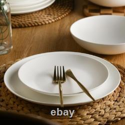 Stone Lain Taglio 24-Piece Dinnerware Set Bone China, Matte White