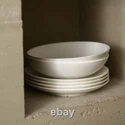 Stone Lain Taglio 24-Piece Dinnerware Set Bone China, Matte White