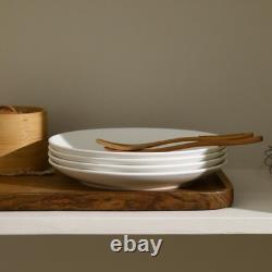 Stone Lain Taglio 24-Piece Dinnerware Set Bone China, Matte White