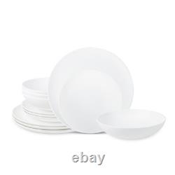 Stone Lain Taglio 24-Piece Dinnerware Set Bone China, Matte White
