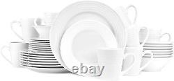 Stone lain Embossed Porcelain Round Dinnerware Set 32 Pieces Service For 8