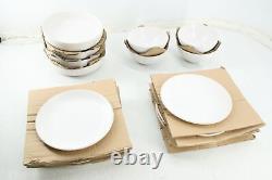 Stone lain Lauren 16 Piece Home Stoneware Dinnerware Plate Bowl Set Off White