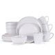 Stoneware Dinnerware Set 16 Piece Round Dishes set for 4, Kitchen Plates White