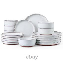 Stoneware Dinnerware Set Reactive Glaze Chip Resistant Plates Bowls 12 pcs New