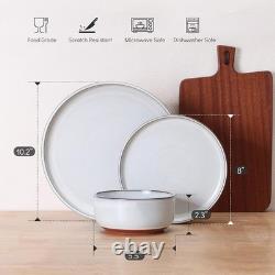 Stoneware Dinnerware Set Reactive Glaze Chip Resistant Plates Bowls 12 pcs New