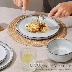 Stoneware Dinnerware Set Reactive Glaze Chip Resistant Plates Bowls 12 pcs New