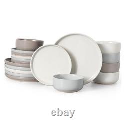 Stoneware Dinnerware Sets, 18 18 Pieces Service for 6 Speckled Multicolor