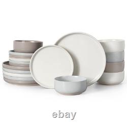 Stoneware Dinnerware Sets, 18 18 Pieces Service for 6 Speckled Multicolor