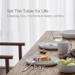 Stoneware Dinnerware Sets Service for 4, 12 pcs Reactive Glaze Plates and Bowls