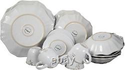 Stoneware Elegant Dinnerware Dish Set Gift 20 Pcs White MICROWAVE SAFE FOR 4