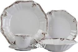 Stoneware Elegant Dinnerware Dish Set Gift 20 Pcs White MICROWAVE SAFE FOR 4