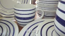 Stoneware dinnerware set Blue Band by Mainstays service 4 16 pieces