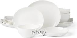 Studio 1414 Curve 16-Piece Dinnerware Set, Bone China, White