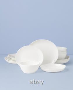 Studio 1414 Curve 16-Piece Dinnerware Set, Bone China, White