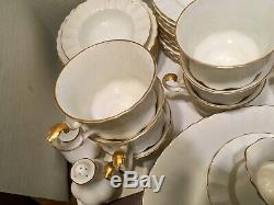 Stunning Royal Albert Bone China Val D'or Dinnerware White Gold Svc 8 Free Ship