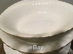 Stunning Royal Albert Bone China Val D'or Dinnerware White Gold Svc 8 Free Ship