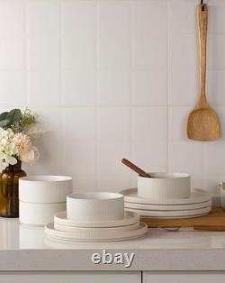 Stylish 12-Piece Matte White Dinnerware Set for 4 with Mugs & Espresso Cups