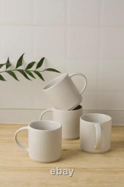 Stylish 12-Piece Matte White Dinnerware Set for 4 with Mugs & Espresso Cups