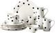 Stylish 16-Piece Black Polka Dot Dinnerware Set for 4, Microwave & Dishwasher Sa