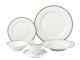Stylish 24 Pcs Porcelain Dinnerware Set Service for 4 People Alyssa, Silver