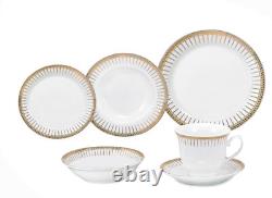 Stylish 24 Pieces Porcelain Dinnerware Set Service for 4 People Aria Design