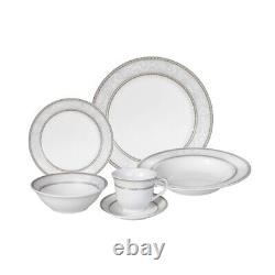 Stylish 24 Pieces Porcelain Dinnerware Set Service for 4 People Sirena Design