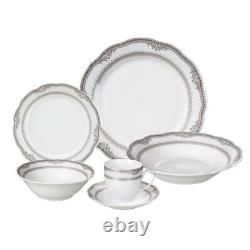 Stylish 24 Pieces Porcelain Dinnerware Set Service for 4 People, Victoria Design