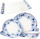 Stylish Blue & White Bone China Dinnerware Set for 4 12 Piece Collection