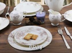 Stylish Elegant Bone China Dinnerware Set Service for 8 People Cora, 57 Piece