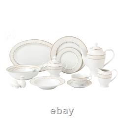 Stylish Elegant Bone China Dinnerware Set Service for 8 People Lia, 57 Piece