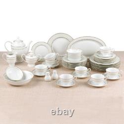 Stylish Elegant Bone China Dinnerware Set Service for 8 People Lia, 57 Piece